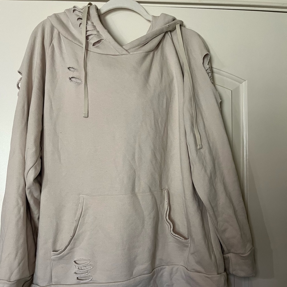 Chelsea DeBoer by Lily & Lottie distressed hoodie sweatshirt XL